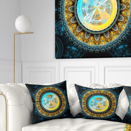 DESIGN ART Designart 'Large Rounded Symmetrical Flower Yellow' Abstract Throw Pillow