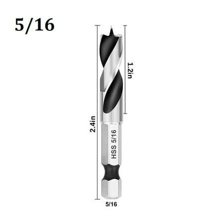 6.35mm Quick Change Hex Shank 3-Point Stubby Drill Bit Set For Woodworking