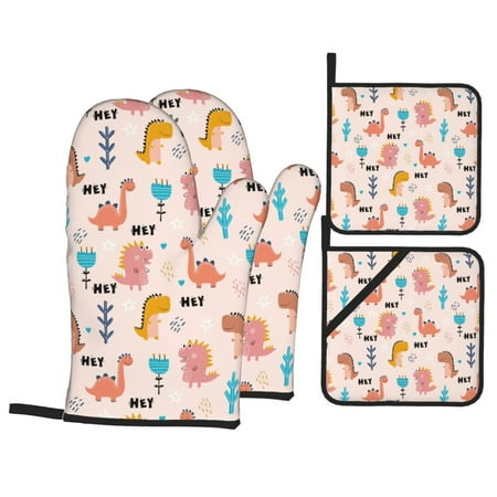 Oven Mitts and Pot Holders Sets 4 pcs colorful Dinosaur cute Non-Slip Oven Gloves Potholders Soft Quilted Lining Heat Resistant Gloves Hot Pads for Kitchen Cooking Baking
Oven Mitts and Pot Holders Sets 4 pcs colorful Dinosaur cute Non-Slip Oven Gloves Potholders Soft Quilted Lining Heat Resistant Gloves Hot Pads for Kitchen Cooking Baking