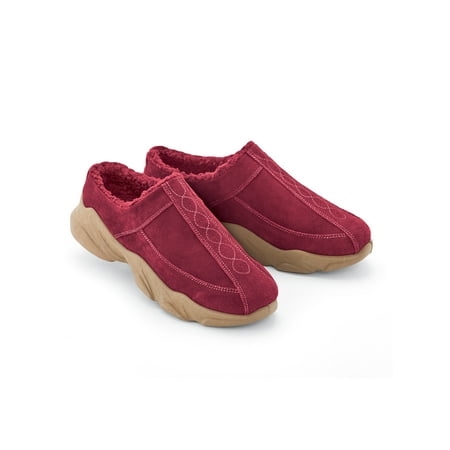 Collections Etc Casual Comfortable Faux Suede Plush Lined Slip on Shoes - Wide Width