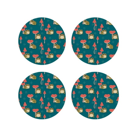 Coasters for Drinks Cute Funny Green Frog And Mushrooms Round Leather Coasters Set of 4 Table Decor Protect Furniture from Water Marks Scratch and Damage
Coasters for Drinks Cute Funny Green Frog And Mushrooms Round Leather Coasters Set of 4 Table Decor Protect Furniture from Water Marks Scratch and Damage