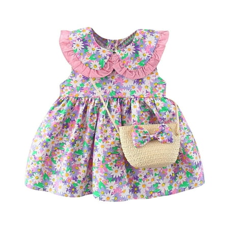 Girls Dresses Sleeveless Floral Skirt Bow Cute Sweet Suspender Princess Dresses For Girls With Bag
Girls Dresses Sleeveless Floral Skirt Bow Cute Sweet Suspender Princess Dresses For Girls With Bag