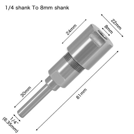 Router Collet Extension Rod Router Bit Adapter Extender For 1/4\ 8mm 12mm Shank