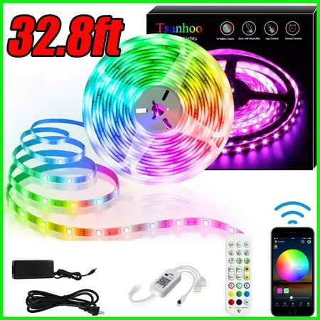 Ledander Bedroom Light 32.8ft LED Strip RGB Color Changing LED Bedroom Light with 24 Button Remote Control+Music Voice Control+APP.WIFI Connection Control for Room Party Home Decor
Ledander Bedroom Light 32.8ft LED Strip RGB Color Changing LED Bedroom Light with 24 Button Remote Control+Music Voice Control+APP.WIFI Connection Control for Room Party Home Decor