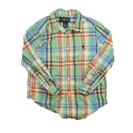 Pre-owned Ralph Lauren Boys Green | Blue Plaid Button Down Long Sleeve size: 5-6 Years
Pre-owned Ralph Lauren Boys Green | Blue Plaid Button Down Long Sleeve size: 5-6 Years