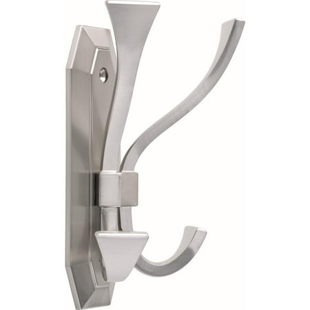 Liberty Hardware B38561-SN Beveled 5 3/8 Satin Nickel Oversized Double Hook
