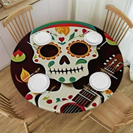 HAOXIT Cute Skeleton Couple Round Fitted Tablecloth Elastic Edge Waterproof Oil-Proof Table Cover Stain-Resistant Table Cloth Fits Round Tables 38-42 
HAOXIT Cute Skeleton Couple Round Fitted Tablecloth Elastic Edge Waterproof Oil-Proof Table Cover Stain-Resistant Table Cloth Fits Round Tables 38-42
