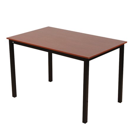 GHP 48"x30"x30" 110-Lbs Capacity Teak Density Board & Black Iron Kitchen Dining Table