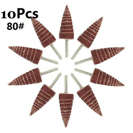 10pcs 80 Grit Cone Abrasive Cloth Sanding Flap Wheels Polishing Grinding Tools
