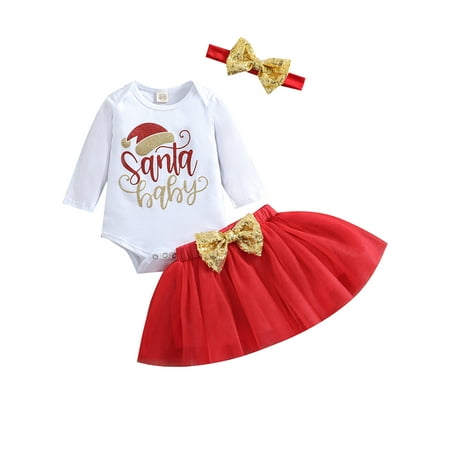 Frobukio My 1st Christmas Newborn Baby Girls Clothes Sets Letter Long Sleeve Romper Gauze Skirt Headband White Red Hat 3-6 Months
Frobukio My 1st Christmas Newborn Baby Girls Clothes Sets Letter Long Sleeve Romper Gauze Skirt Headband White Red Hat 3-6 Months
