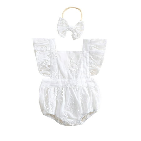 Infant Baby Girls Snap Triangle Backless Jumpsuit Plain Fly Sleeves Lace Square Neck Tie-Up Romper with Headband
Infant Baby Girls Snap Triangle Backless Jumpsuit Plain Fly Sleeves Lace Square Neck Tie-Up Romper with Headband