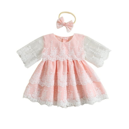 Little Girls Casual Dress Toddler Half Sleeve Crew Neck Mesh Lace Summer Princess Dress with Bowknot Headband For Birthday Party 6M-4Y
Little Girls Casual Dress Toddler Half Sleeve Crew Neck Mesh Lace Summer Princess Dress with Bowknot Headband For Birthday Party 6M-4Y