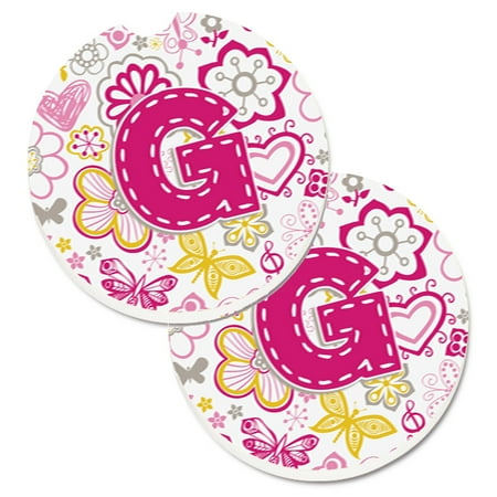 Carolines Treasures CJ2005-GCARC Letter G Flowers and Butterflies Pink Set of 2 Cup Holder Car Coasters Large
Carolines Treasures CJ2005-GCARC Letter G Flowers and Butterflies Pink Set of 2 Cup Holder Car Coasters Large