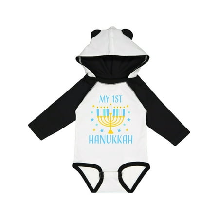Inktastic My 1st Hanukkah with Menorah and Stars Gift Baby Boy or Baby Girl Long Sleeve Bodysuit