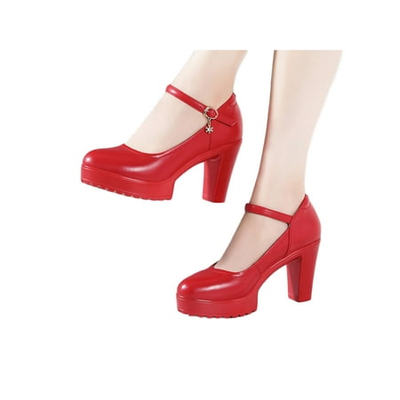 Woobling Women Work Shoes Chunky Platform Pumps Ankle Strap High Heels Soft Shoe Casual Walking Dress Pump Red 9CM 7.5
Woobling Women Work Shoes Chunky Platform Pumps Ankle Strap High Heels Soft Shoe Casual Walking Dress Pump Red 9CM 7.5