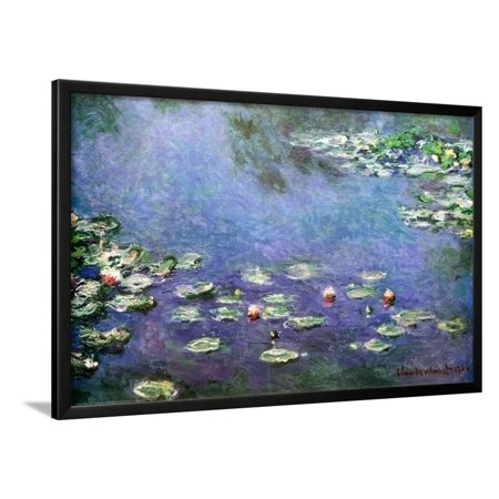 Waterlilies Lamina Framed Poster Wall Art By Claude Monet - 38x26