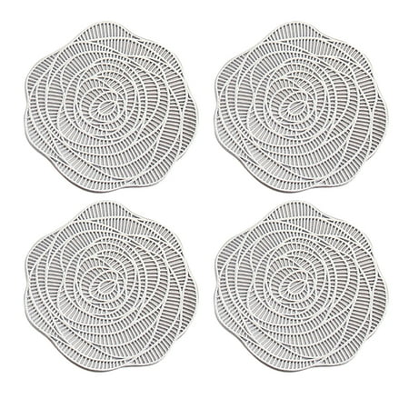 Coasters Set of 4 Pressed PVC Round Rose Place Mats Dining Table Mats Dinning Table Centerpiece silver,G162583
Coasters Set of 4 Pressed PVC Round Rose Place Mats Dining Table Mats Dinning Table Centerpiece silver,G162583