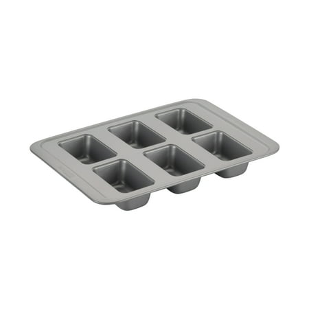 Cake Boss Basics Nonstick Bakeware 6-Cup Mini Loaf Pan, Gray