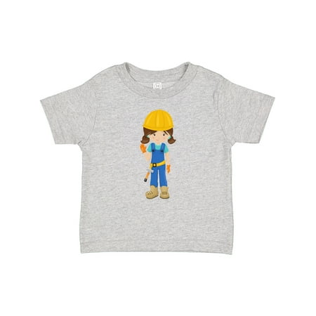Inktastic Construction Girl Brown Hair Cute Girl Hammer Gift Baby Girl T-Shirt