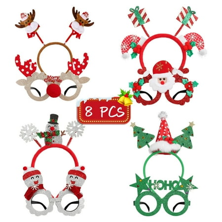 Christmas Party Decorations 4 Eyeglasses 4 Headbands Funny Festive Xmas Eyewears and Hair Hoops for Holiday Party New Year Photo Booth
Christmas Party Decorations 4 Eyeglasses 4 Headbands Funny Festive Xmas Eyewears and Hair Hoops for Holiday Party New Year Photo Booth