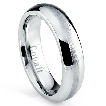 Cobalt Chrome Dome Polished Wedding band, Comfort Fit Ring 6mm