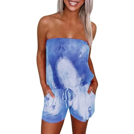 QIIBURR Womens Short Overalls Womens Casual Tie-Dye Printing Short Playsuit Loose Lady Tube Top Jumpsuit
QIIBURR Womens Short Overalls Womens Casual Tie-Dye Printing Short Playsuit Loose Lady Tube Top Jumpsuit