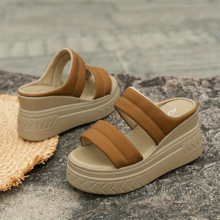 NAYUKA Solid Color Platform Sandals Double Strap Slip On Open Toe Non-slip Wedge Slides Shoes Summer Comfy Shoes
NAYUKA Solid Color Platform Sandals Double Strap Slip On Open Toe Non-slip Wedge Slides Shoes Summer Comfy Shoes