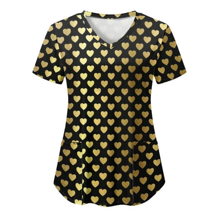 Women Scrubs Top Working Uniform Nurses Workwear Fashion Casual V-Neck Valentine s Day Love Heart Printed Short Sleeve Protective Clothing Streetwear
Women Scrubs Top Working Uniform Nurses Workwear Fashion Casual V-Neck Valentine s Day Love Heart Printed Short Sleeve Protective Clothing Streetwear
