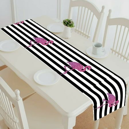ECZJNT Glitter Pink Flamingo table runner table cloth tea table cloth 16x72 inch