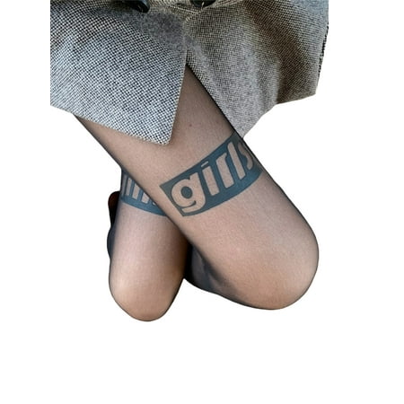 AMILIEe Womens Black Stockings Female Letter Printed Flocking Hot Drilling Thin Silk Stockings
AMILIEe Womens Black Stockings Female Letter Printed Flocking Hot Drilling Thin Silk Stockings