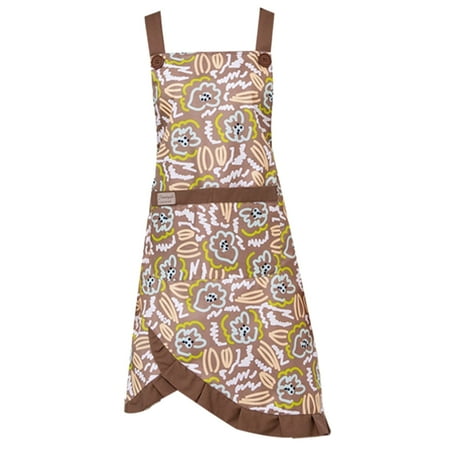 

WZF Cooking Pinafore Oil-proof Exquisite Pattern Useful Women Printed Cooking Apron with Decorative Buttons