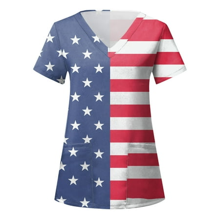 Scrubs Top Uniform Nurses Clothing Workwear Women Independence Day Printed Daily Summer V-Neck Tops American 4th Of July Short Sleeve Workout Shirts Casual Loose Tees Female Dailywear
Scrubs Top Uniform Nurses Clothing Workwear Women Independence Day Printed Daily Summer V-Neck Tops American 4th Of July Short Sleeve Workout Shirts Casual Loose Tees Female Dailywear