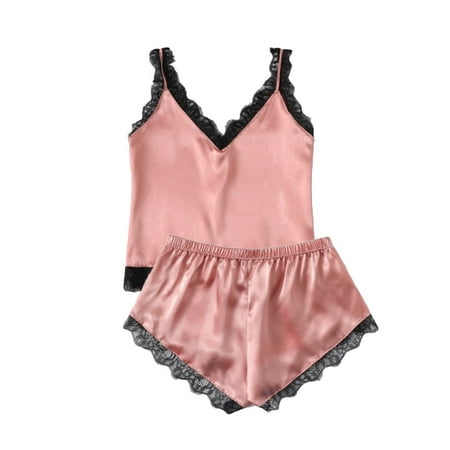 YXGla Women V Neck Sleeveless Lace Patchwork Pajamas Set Camisole Shorts Sleepwear
YXGla Women V Neck Sleeveless Lace Patchwork Pajamas Set Camisole Shorts Sleepwear