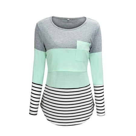 Sleeve For Breastfeeding T-shirt Tops Maternity Striped Print Long Womens Maternity blouse
Sleeve For Breastfeeding T-shirt Tops Maternity Striped Print Long Womens Maternity blouse