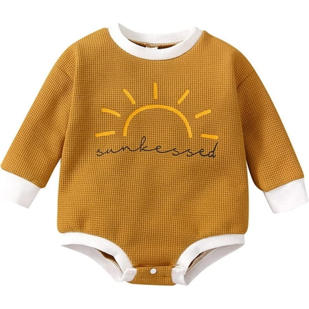 QWZNDZGR Baby Floral Playsuits Ruffled Bodysuit Long Sleeve Romper Bodysuit Pullover Tutu Dress Bodysuit