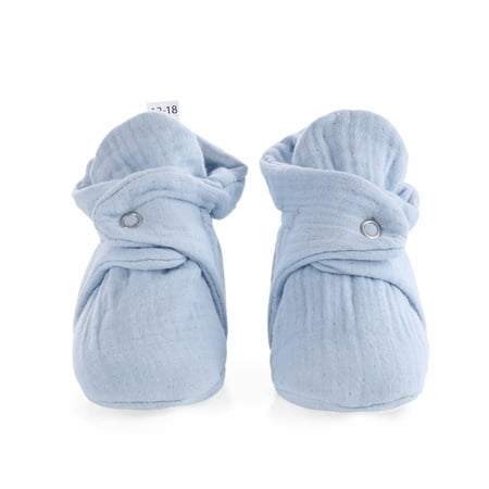 Ella Bonna Muslin Stay On Baby Booties Blue 12-18 Months