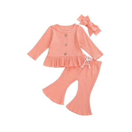 Herdignity Baby Girl s Autumn Outfit Sets Solid Color Long Sleeve Ruffle Button Top Flare Pants Headband
Herdignity Baby Girl s Autumn Outfit Sets Solid Color Long Sleeve Ruffle Button Top Flare Pants Headband