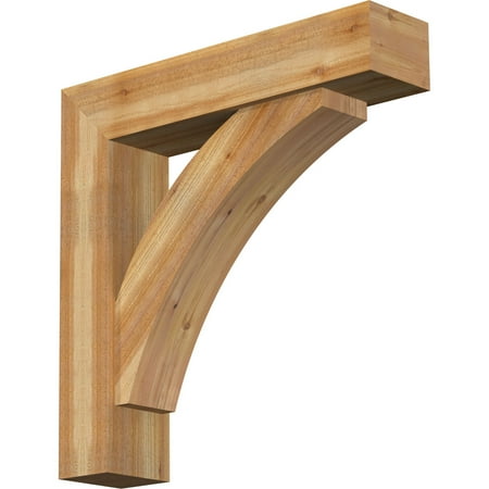 Ekena Millwork 8 W x 36 D x 36 H Thorton Block Rough Sawn Bracket w/ Offset Brace Western Red Cedar