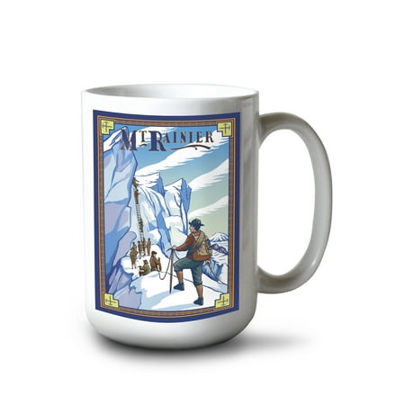 

15 fl oz Ceramic Mug Mt Rainier Washington Ice Climbers Dishwasher & Microwave Safe