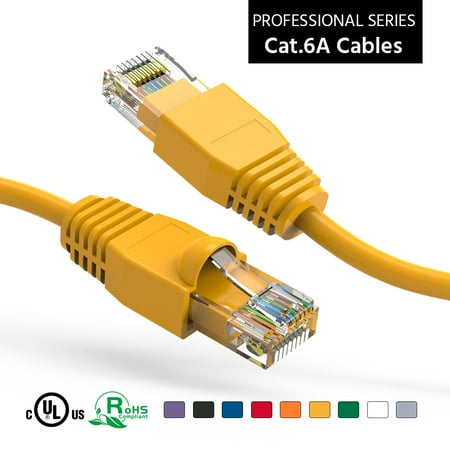 ACCL 4Ft Cat6A UTP Ethernet Network Booted Cable Yellow 2 Pack