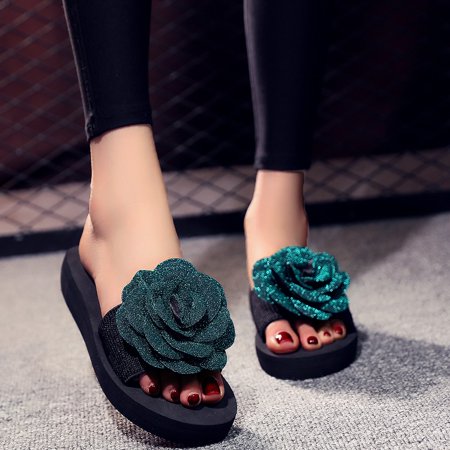 STEADY Fashion Flip- flop Women Slip-on Open Toe Flower Wedges Color Low Slipper Shoes Green / 39 
STEADY Fashion Flip- flop Women Slip-on Open Toe Flower Wedges Color Low Slipper Shoes Green / 39