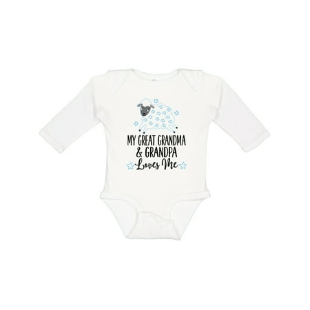 Inktastic My Great Grandpa and Grandma Love Me Boy Lamb Gift Baby Boy or Baby Girl Long Sleeve Bodysuit