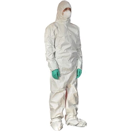 CONDOR Hooded Coverall w/Attached Boots,White,M 30ZE41
