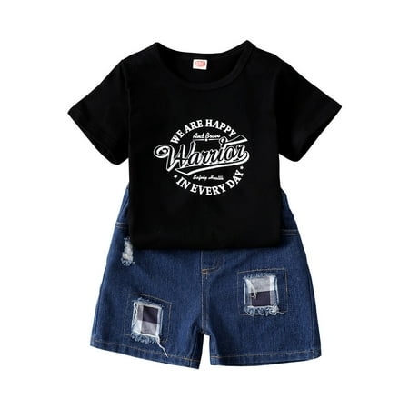 OLLUISNEO 3-4T Toddler Baby Girls Summer Shorts Outfits Letter Print Top Ripped Denim Shorts 2 PCS Set
OLLUISNEO 3-4T Toddler Baby Girls Summer Shorts Outfits Letter Print Top Ripped Denim Shorts 2 PCS Set