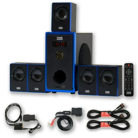 Acoustic Audio AA5102 Home 5.1 Speaker System with Bluetooth Optical Input and 2 Extension Cables