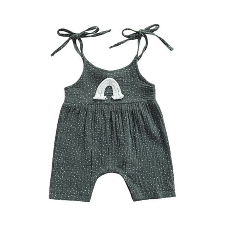 Newborn Infant Baby Girl Boy Romper Rainbow Dots Print Cotton Jumpsuit Clothes