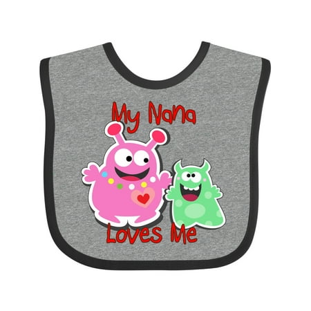 Inktastic My Nana Loves Me Monster Gift Baby Boy or Baby Girl Bib