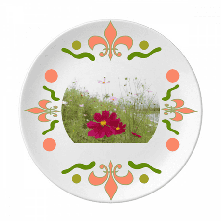 Red Cosmos Art Deco Fashion Flower Ceramics Plate Tableware Dinner Dish