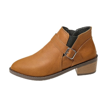 Women s Fall/winter Fashion Leather Buckle Ankle Boots Style Comfortable On Boots 
Women s Fall/winter Fashion Leather Buckle Ankle Boots Style Comfortable On Boots