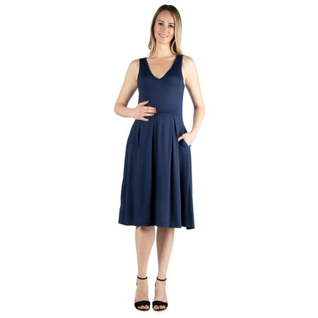 24seven Comfort Apparel Sleeveless Midi Maternity Fit and Flare Pocket Dress
24seven Comfort Apparel Sleeveless Midi Maternity Fit and Flare Pocket Dress